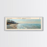 Lake Michigan Framed Canvas Print, Lake House Decor, Panoramic Wall Art, Travel Poster, Beautiful Landscape Painting, Bedroom Decor