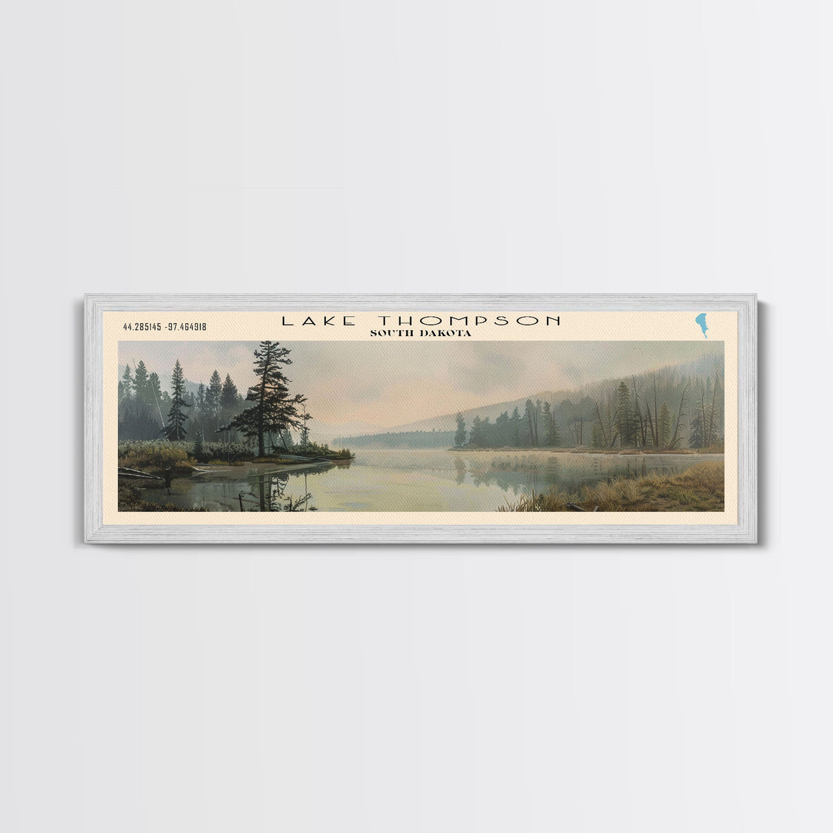 Lake Thompson South Dakota Framed Canvas Print, Lake House Decor, Panoramic Wall Art, Travel Poster, Serene Landscape Painting, Living Room Decor