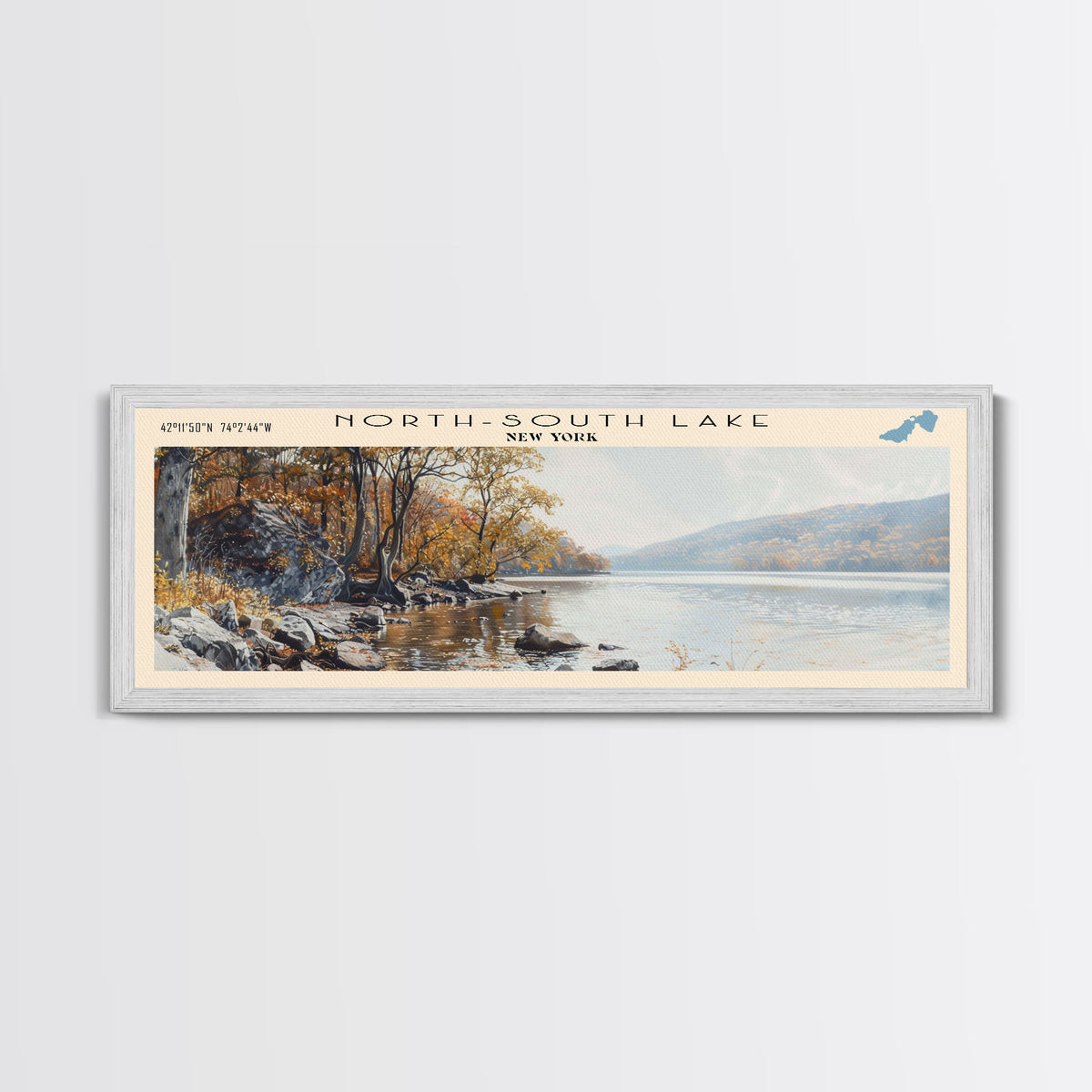 Panguitch Lake Utah Framed Canvas Print, Lake House Decor, Panoramic Wall Art, Travel Poster, Beautiful Landscape Painting, Living Room Decor