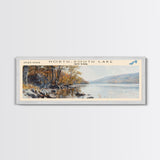 Panguitch Lake Utah Framed Canvas Print, Lake House Decor, Panoramic Wall Art, Travel Poster, Beautiful Landscape Painting, Living Room Decor