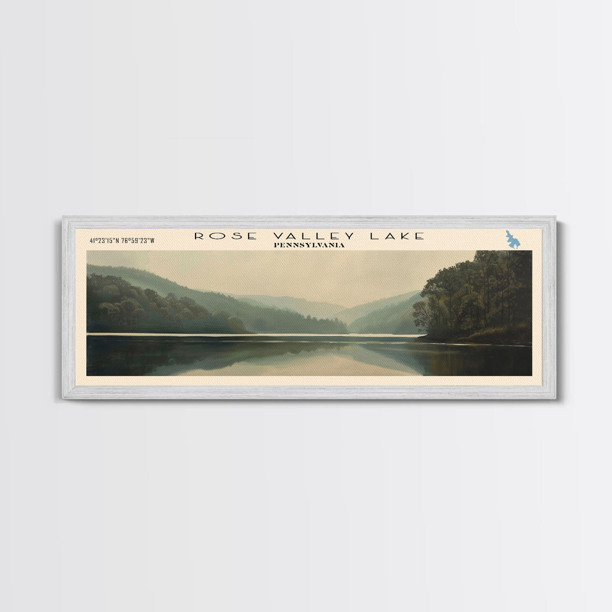 Seneca Lake New York Panoramic Framed Canvas Print, Lake House Decor, Wall Art, Travel Poster, Serene Lake Scene, Bedroom Decor