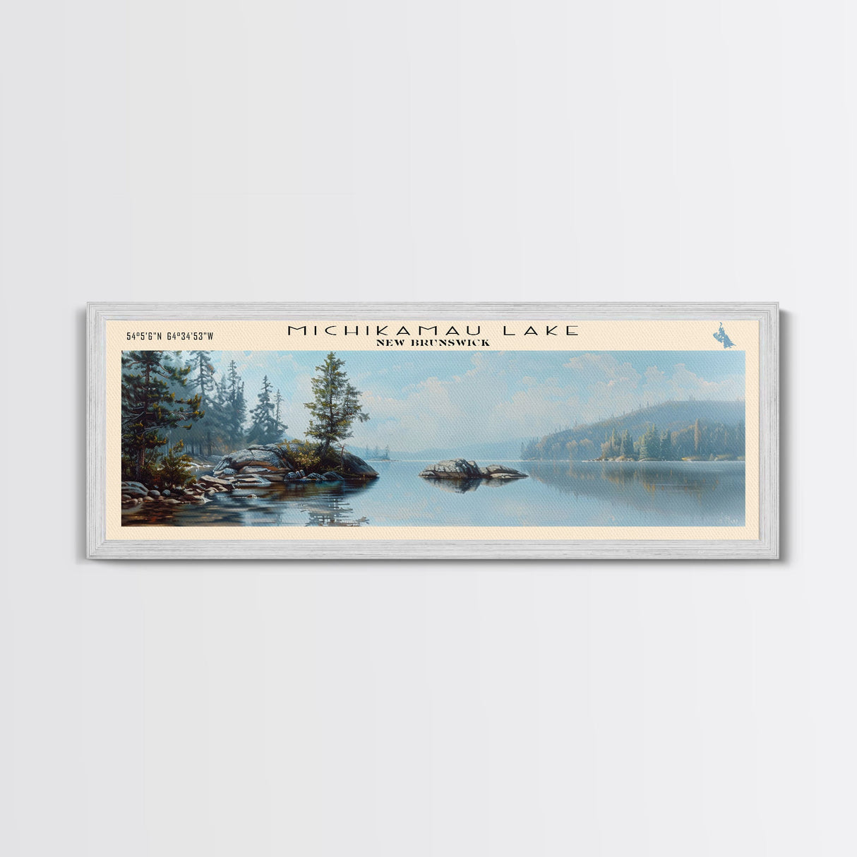 Strawberry Lake Oregon Panoramic Framed Canvas Print, Lake House Decor, Wall Art, Travel Poster, Tranquil Lake Scene, Living Room Decor