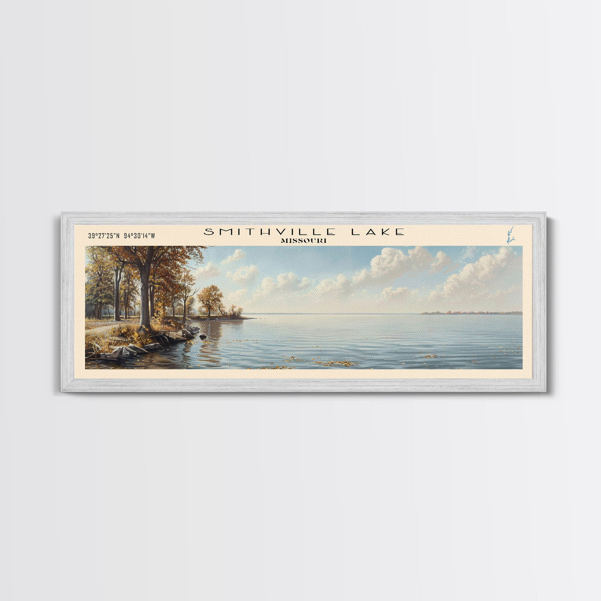 Stump Lake North Dakota Panoramic Wall Art, Framed Canvas Print, Lake House Decor, Travel Poster, Beautiful Lake Scene, Bedroom Decor