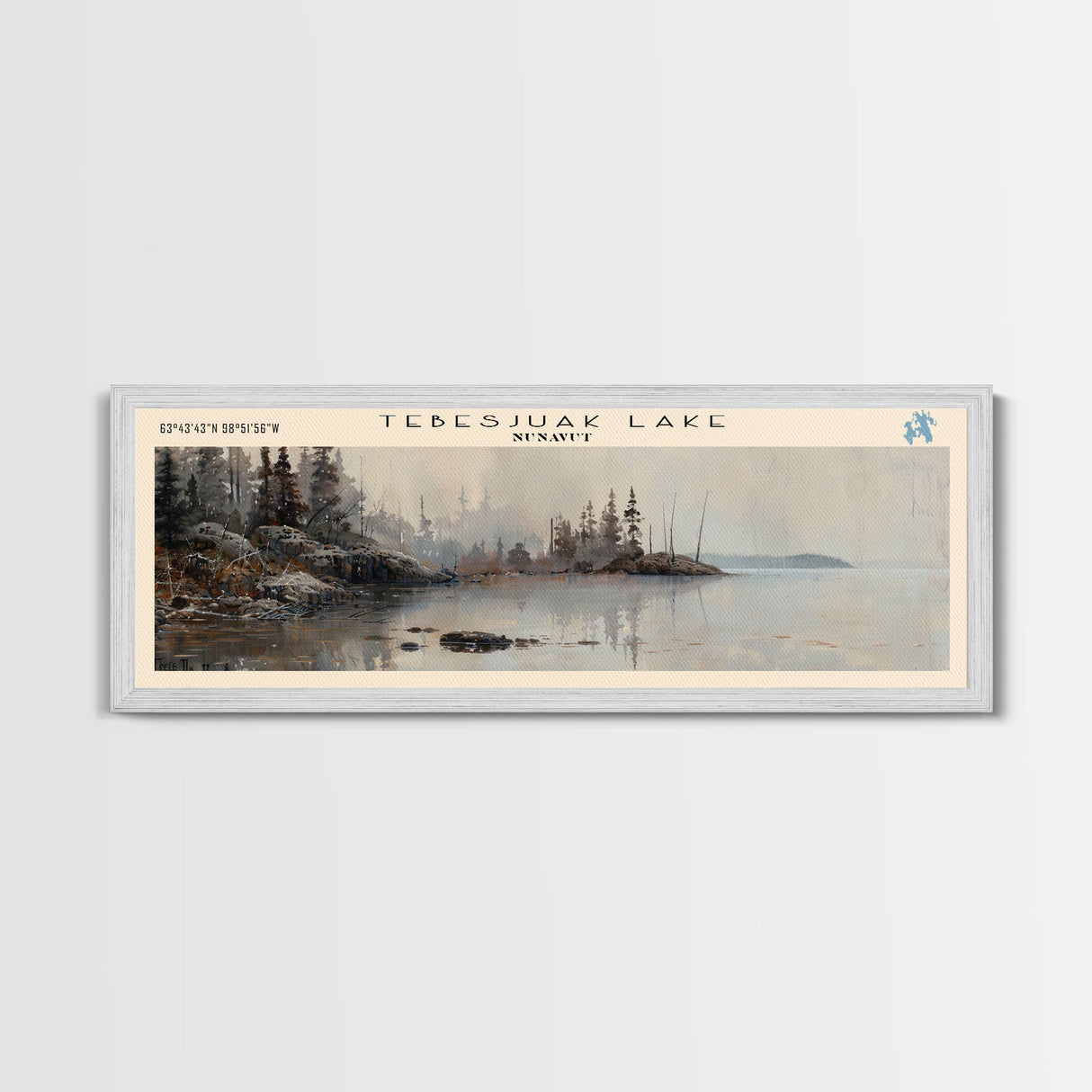 Trout Lake Canada Northwest Territories Panoramic Wall Art, Framed Canvas Print, Lake House Decor, Travel Poster, Beautiful Lake Scene, Home Decor