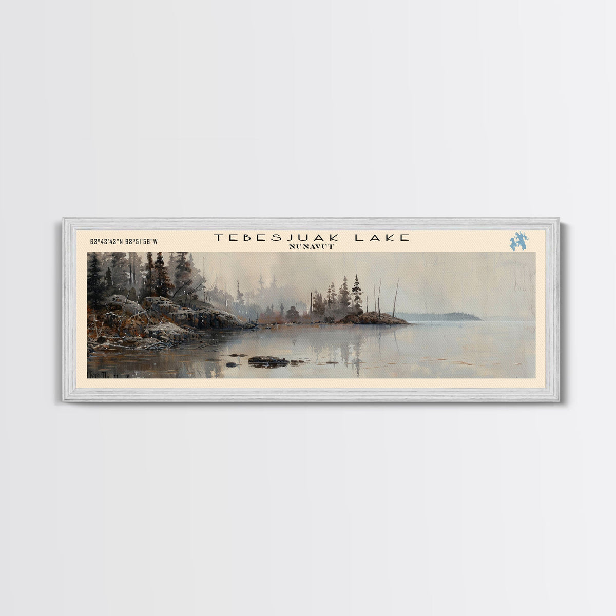 Trout Lake Canada Northwest Territories Panoramic Wall Art, Framed Canvas Print, Lake House Decor, Travel Poster, Beautiful Lake Scene, Home Decor
