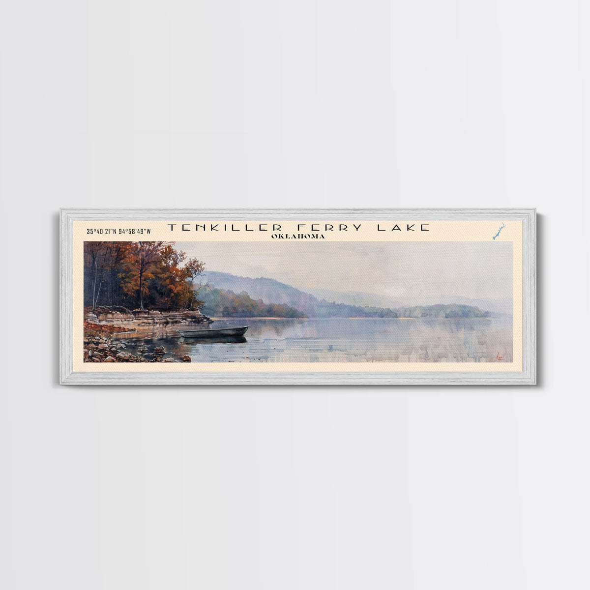 Truman Reservoir Missouri Panoramic Wall Art, Framed Canvas Print, Lake House Decor, Travel Poster, Beautiful Lake Scene, Bedroom Decor