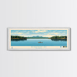 Broken Bow Lake Oklahoma Framed Canvas Print, Pop Art Panoramic Travel Poster, Midcentury Modern, Wall Art, Scenic Nature Painting, Bedroom Decor