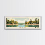 Carters Lake Georgia Framed Canvas Print, Pop Art Panoramic Travel Poster, Midcentury Modern, Wall Art, Scenic Nature Painting, Bedroom Decor, Living Room Art