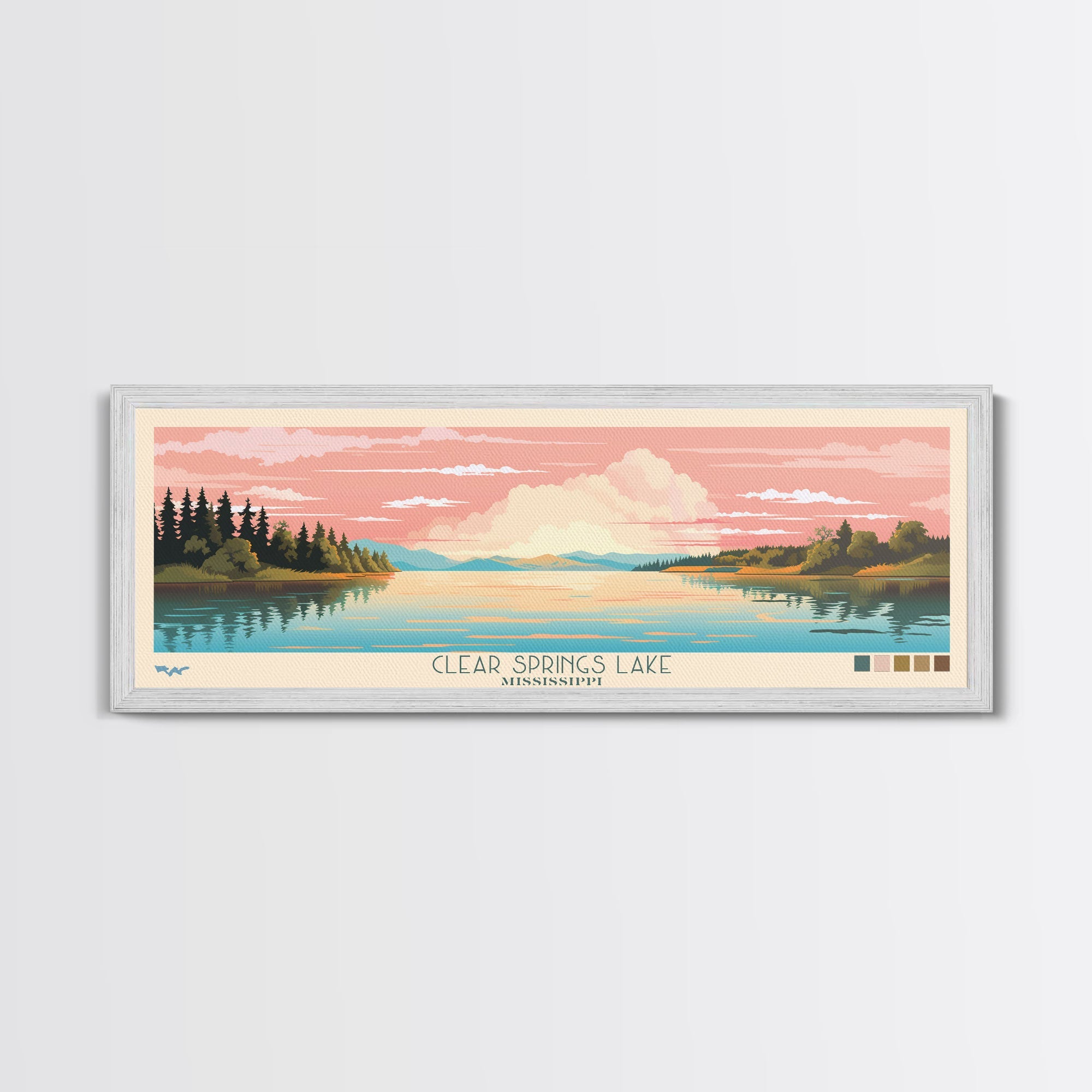 Clear Springs Lake Mississippi Framed Canvas Print, Pop Art