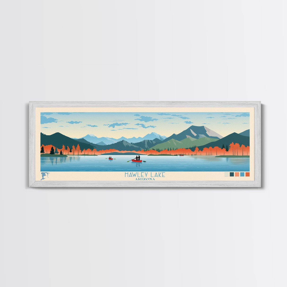 Hawley Lake Arizona Framed Canvas Print, Panoramic Art, Midcentury Modern, Pop Art, Bedroom Decor, Travel Poster, Artistic Decor, Home Decor