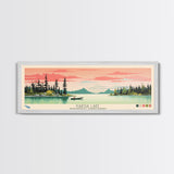 Kakisa Lake Northwest Territories Framed Canvas Print, Panoramic Art, Midcentury Modern, Pop Art, Living Room Decor, Travel Poster, Lake House Decor