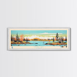 Kasba Lake Nunavut Framed Canvas Print, Panoramic Wall Art, Midcentury Modern, Pop Art, Bedroom Decor, Travel Poster, Home Decor