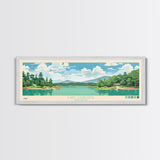 Lake Ouachita Arkansas Framed Canvas Print, Panoramic Wall Art, Midcentury Modern, Pop Art, Living Room Decor, Travel Poster, Lake House Art