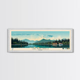Lake Pend Oreille Idaho Framed Canvas Print, Panoramic Wall Art, Midcentury Modern, Pop Art, Living Room Decor, Travel Poster, Lake House Art