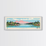 Mountain Lake, Virginia Framed Canvas Print, Panoramic Wall Art, Midcentury Modern, Pop Art, Home Decor, Travel Poster, Bedroom Art