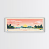 North South Lake, New York Framed Canvas Print, Panoramic Wall Art, Midcentury Modern, Pop Art, Home Decor, Travel Poster, Bedroom Art