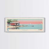 Salton Sea, California Framed Canvas Print, Panoramic Wall Art, Midcentury Modern Decor, Home Decoration, Pop Art, Travel Poster