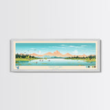 Sandy Lake, Alaska Framed Canvas Print, Panoramic Travel Poster, Midcentury Modern Art, Living Room Decor, Pop Art, Wall Art