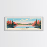 Stillwater Lake, Pennsylvania Framed Canvas Print, Lake House Decor, Midcentury Modern Art, Pop Art, Travel Poster, Bedroom Wall Art