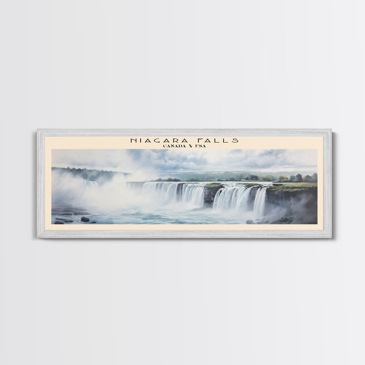 Niagara Falls Retro Style Travel Poster - Framed Canvas Print - COUNTRY Travel Decor | Vintage Style Home Decor - Travel Print - Wall Art
