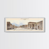 Pompeii Travel Art Framed Canvas Print, COUNTRY Wall Decor, Home Decor, Travel Poster, Vintage Wall Art, Watercolor Painting