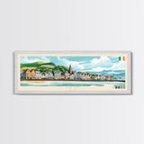 Bray, Ireland Panoramic Travel Poster Canvas Print, Bray, Ireland Painting, Ireland Art, Bray Travel Art, Guest Room Painting