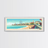 Brighton and Hove, England Travel Poster Panoramic Canvas Print, Brighton and Hove, England Painting, England Art, Brighton and Hove Travel Art, Guest Room Painting