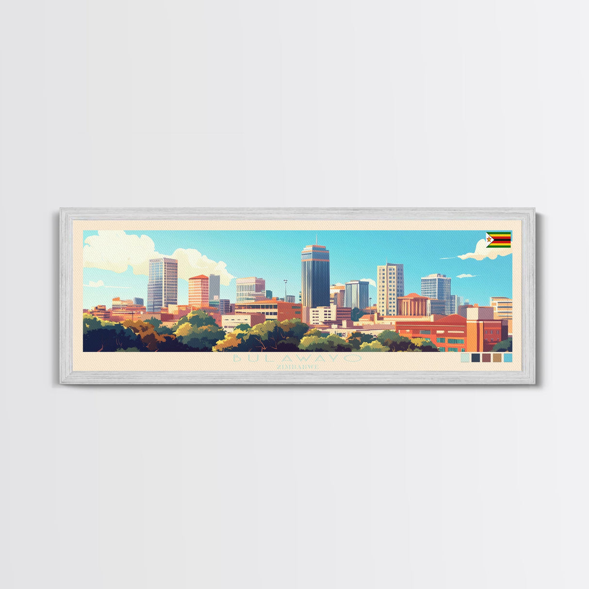 Bulawayo, Zimbabwe Travel Poster Panoramic Canvas Print, Bulawayo, Zimbabwe Painting, Zimbabwe Art, Bulawayo Travel Art, Guest Room Painting