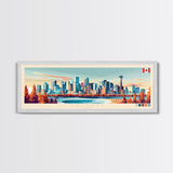 Calgary, Canada Panoramic Travel Poster Canvas Print, Calgary, Canada Painting, Canada Art, Calgary Travel Art, Living Room Painting