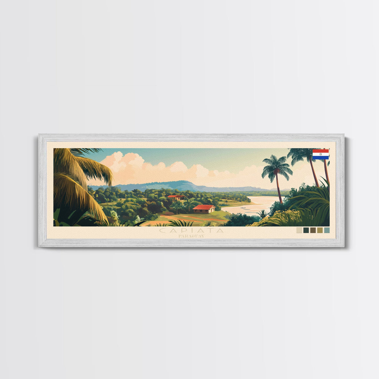Capiata, Paraguay Panoramic Travel Poster Canvas Print, Capiata, Paraguay Painting, Paraguay Art, Capiata Travel Art, Living Room Painting