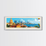 Cartagena, Colombia Panoramic Travel Poster Canvas Print, Cartagena, Colombia Painting, Colombia Art, Cartagena Travel Art, Guest Room Painting