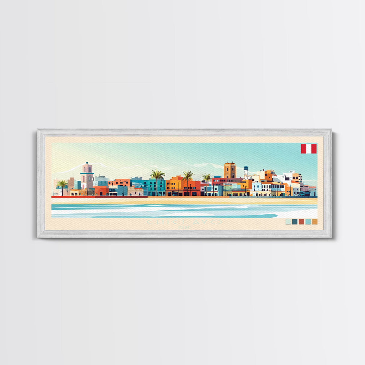 Chiclayo, Peru Panoramic Travel Poster Canvas Print, Chiclayo, Peru Painting, Peru Art, Chiclayo Travel Art, Guest Room Painting