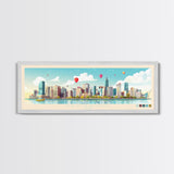 Kaohsiung, Taiwan Panoramic Travel Poster Canvas Print, Kaohsiung, Taiwan Painting, Taiwan Art, Kaohsiung Travel Art, Guest Room Painting