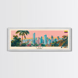Cali, Colombia Panoramic Canvas Print, Cali, Colombia Painting, Colombia Art, Cali Travel Poster, Travel Art, Vacation Gift