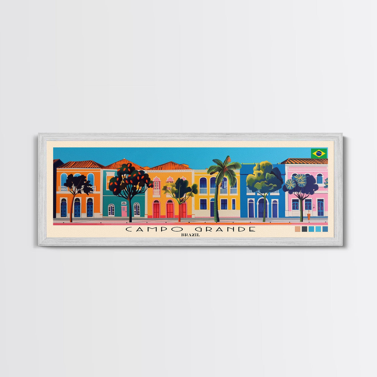 Campo Grande, Brazil Panoramic Canvas Print, Campo Grande, Brazil Painting, Brazil Art, Campo Grande Travel Poster, Travel Art, Guest Room Painting