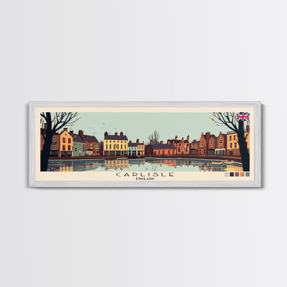 Carlisle, England Panoramic Canvas Print, Carlisle, England Painting, England Art, Carlisle Travel Poster, Travel Art, Vacation Gift