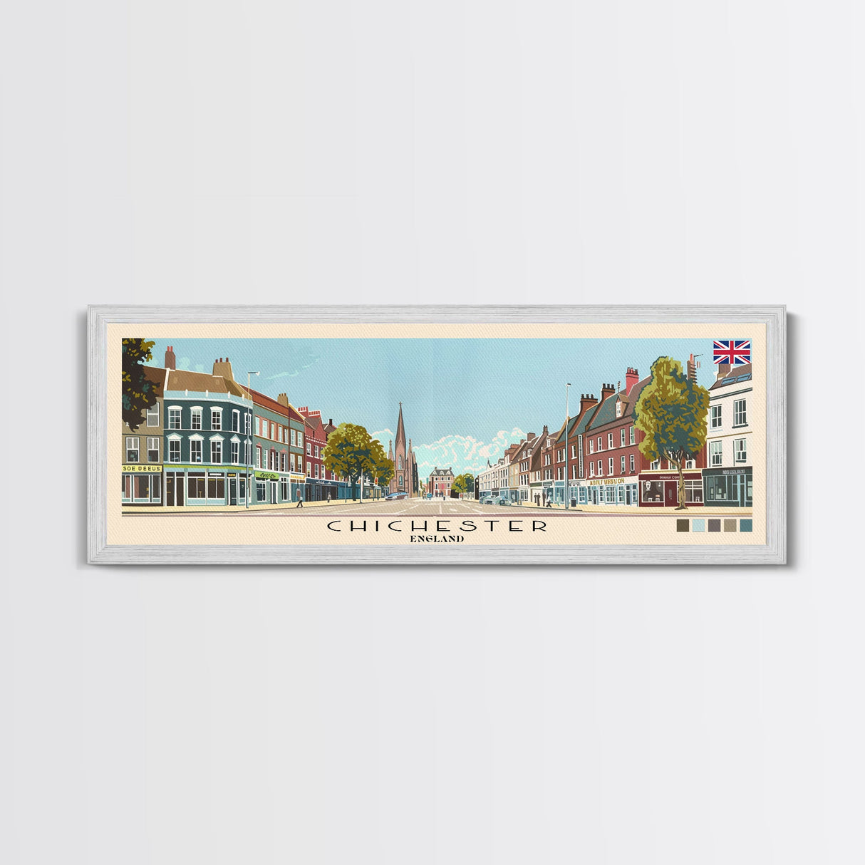Chichester, England Panoramic Canvas Print, Chichester, England Painting, England Art, Chichester Travel Poster, Travel Art, Housewarming Gift