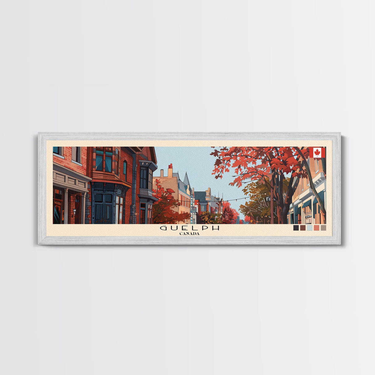 Guelph, Canada Panoramic Canvas Print, Guelph, Canada Painting, Canada Art, Guelph Travel Poster, Travel Art, Living Room Painting