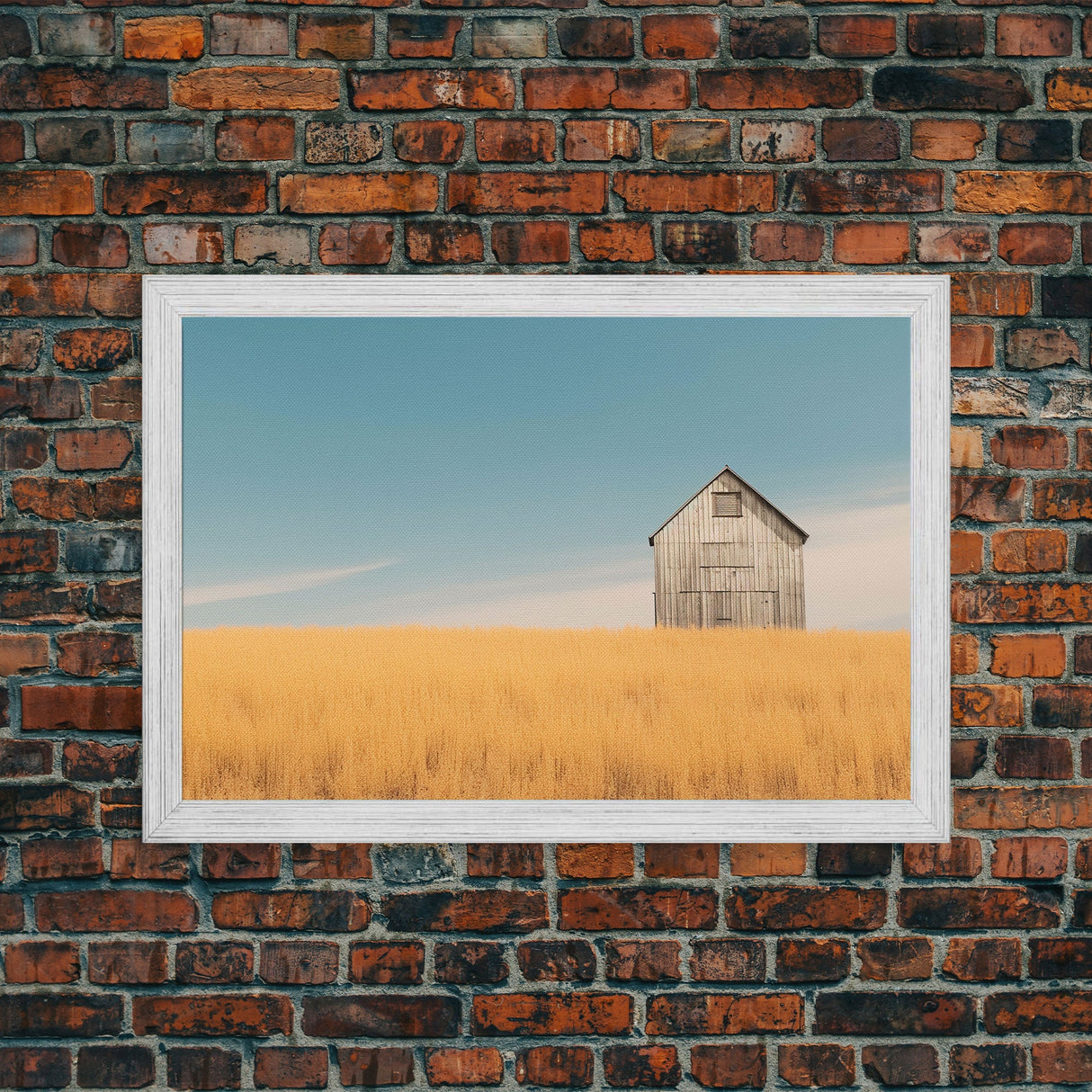 Liminal Spaces, Rustic Farmhouse Wall Decor, Teal Gray Barn Landscape Art Print or Canvas, Country Living Room Wall Decor, Liminal Art