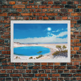 The Blue Lagoon, Tropical Wall Art, Beach Ocean Art, Framed Canvas Print, Colorful Beach House Decor, Above Sofa Art