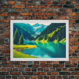 Calm and Serene Landscape Painting, Framed Canvas Print National Park Canvas Art, Framed wall decor, living room wall art, Pine Tree Lake