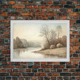 Farmhouse Wall Art, Retro / Vintage Style Landscape, Framed Canvas Print, Boho Style Minimalist Art, Framed Wall Art