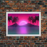 Landscape Wall Art | Framed Canvas Print | Living room art | Vaporwave Style | Retro | Neon Art | Wonderful art | Portrait | Outrun Style
