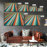 Mid Century Wall Art Canvas Print Teal Orange Olive Green and Brown Decor Large Wall Art for Home Retro Modern Design Light Highway