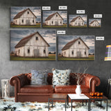 Rustic Farmhouse Wall Decor, White Barn Landscape Print, Farmhouse Living Room Decor, Farmhouse Kitchen Decor, Original Art, Old Barn Photo