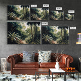 Watercolor of a Jungle Landscape, Framed Canvas Print, Framed Wall Art
