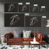 Adrift - Astronaut Lost In Space - Framed Canvas Print - Black and White Space Art