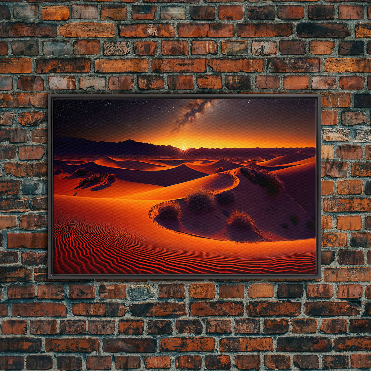 Milky Way galaxy visible over a desert night, framed canvas print, unique wall art