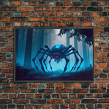 Cyborg Spider, Scifi Fantasy horror art, robot spider on the hunt, framed canvas print