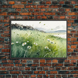 Modern Boho Wall Art, Wall Decoration, Beautiful field of wild flowers framed canvas print, Minimalist Farmhouse Decor
